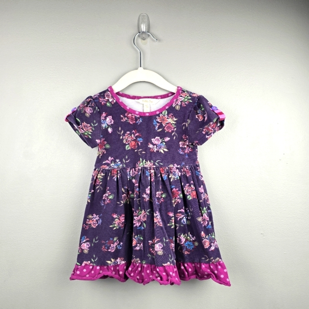 MATILDA JANE Floral Ruffle Midi Dress Purple‎ Pink Baby Girls Sz 2T Cottage Core